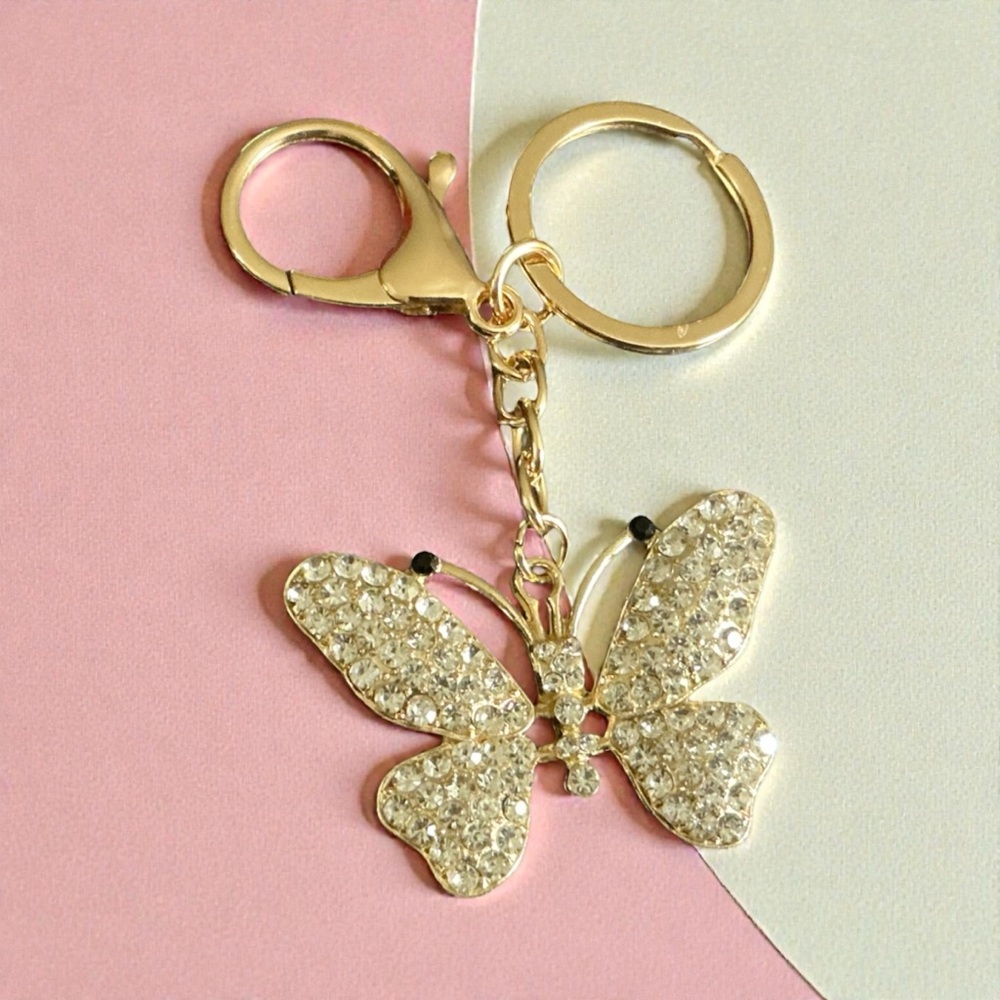 Sparkling Gold Butterfly Bag Charm Trendy 2026 NWT